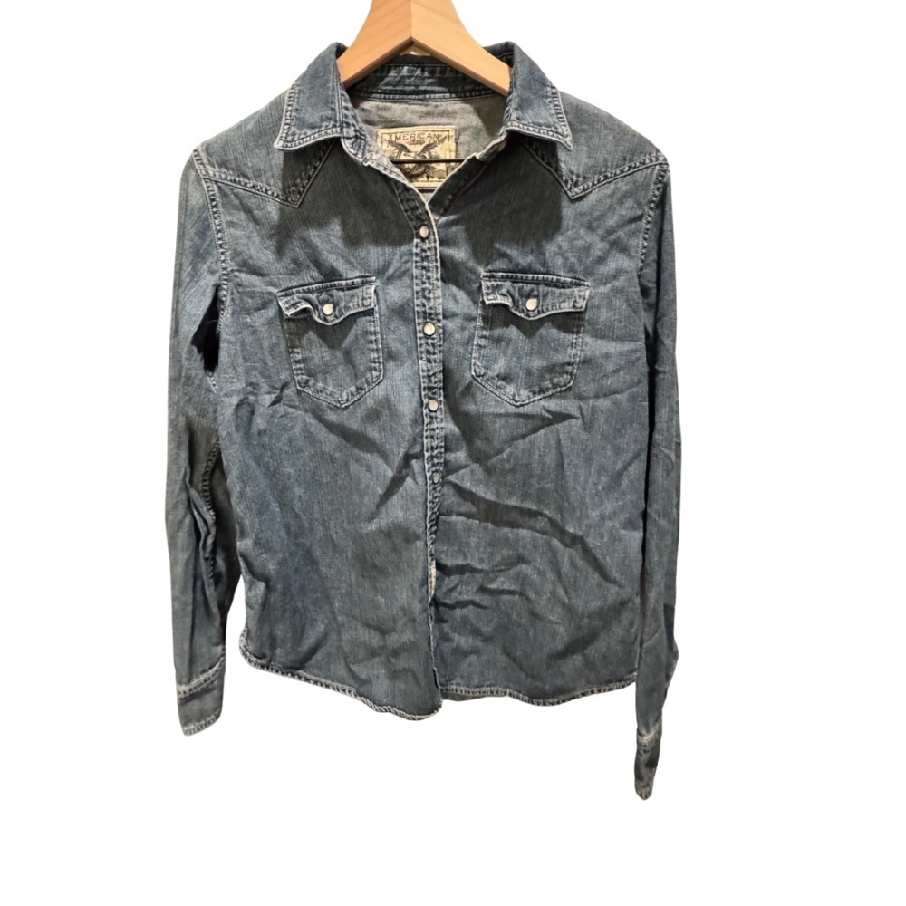 EUC American Living Denim Button Down Shirt Pearl Snaps